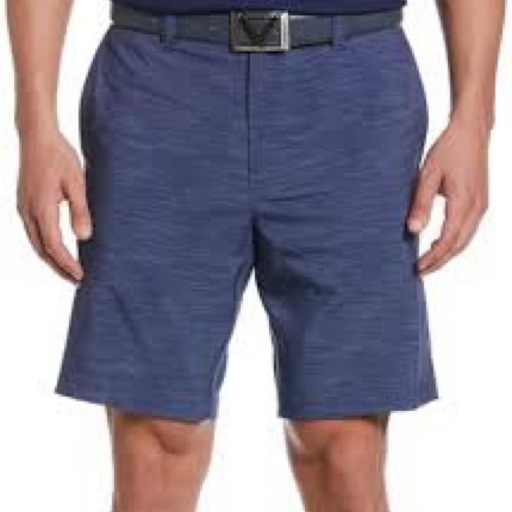 Callaway performance golf shorts with subtle pattern, blue, size 38